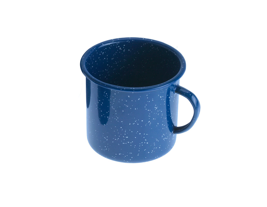 Blue speckled GSI enamel camp mug